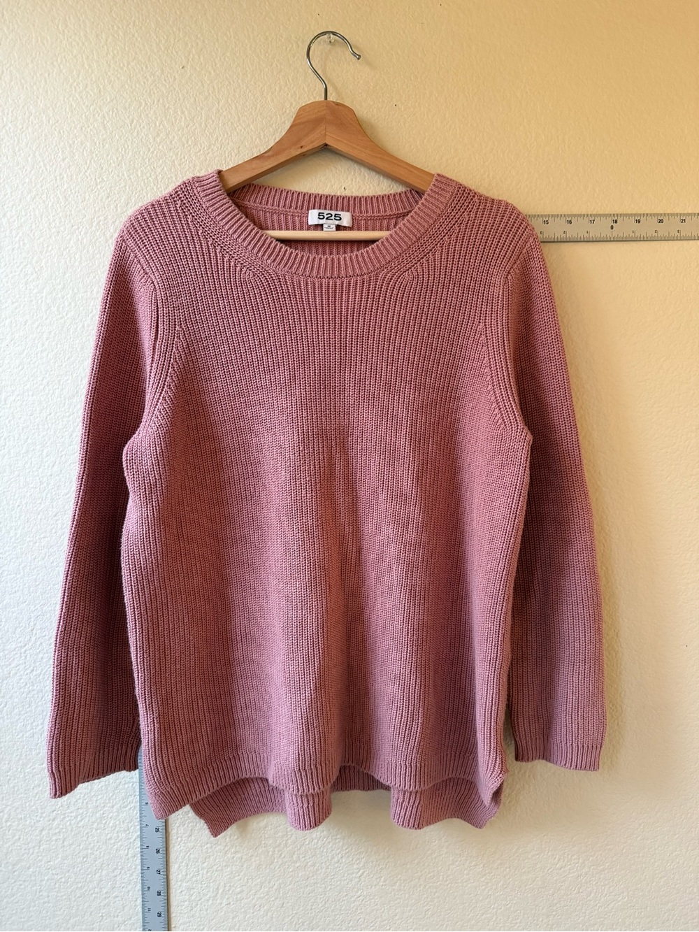 525 America Dusty Rose Ribbed Crewneck Sweater